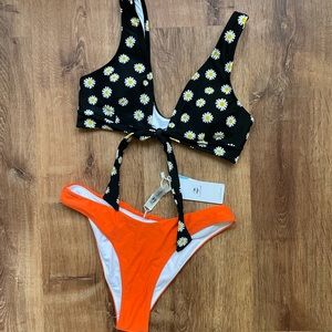Cupshe Two Piece Bikini M New Floral Orange